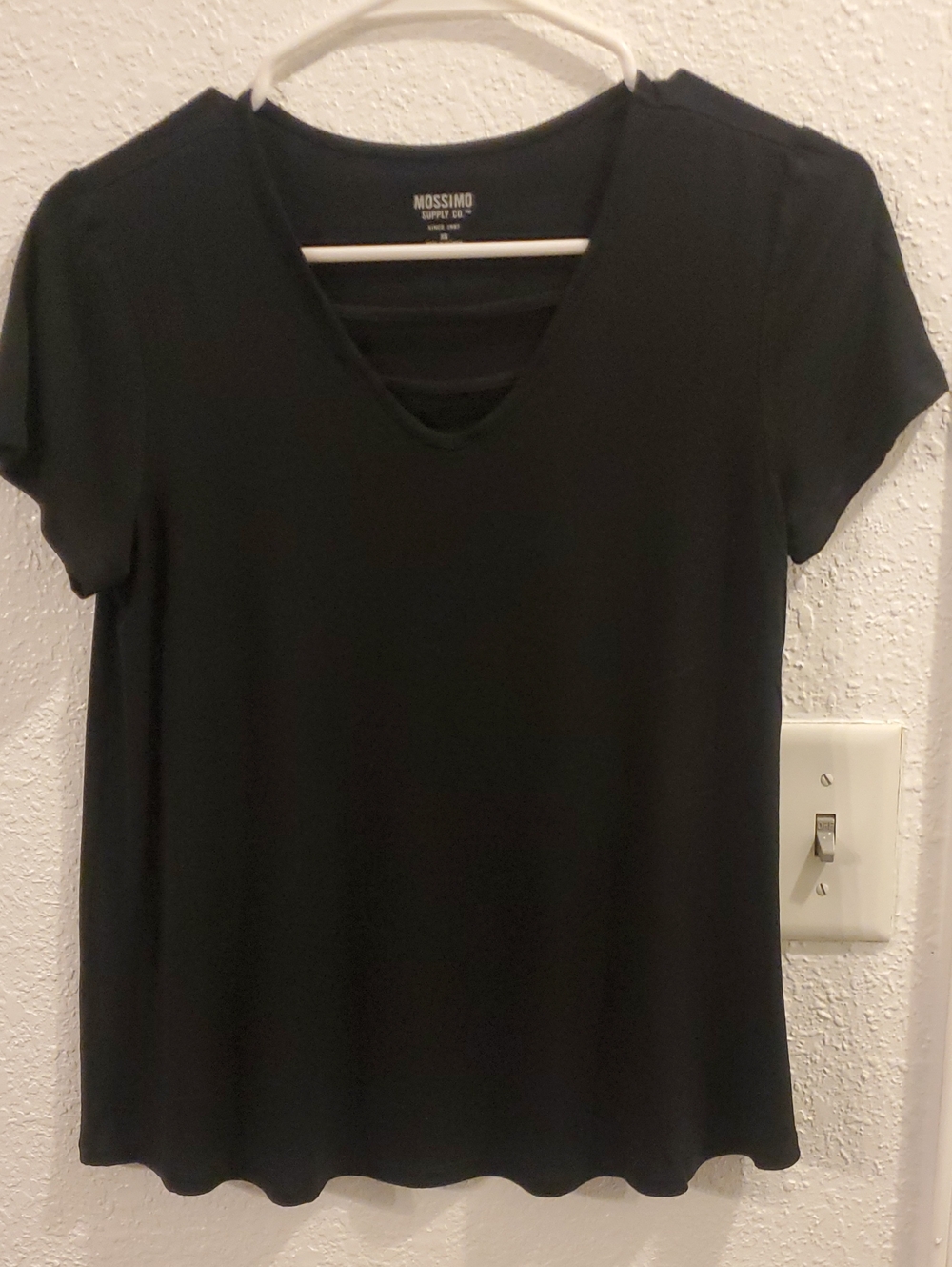 Mossimo Supply Co. Black Short Sleeve V-Neck Tee with Ladder Back Detail
